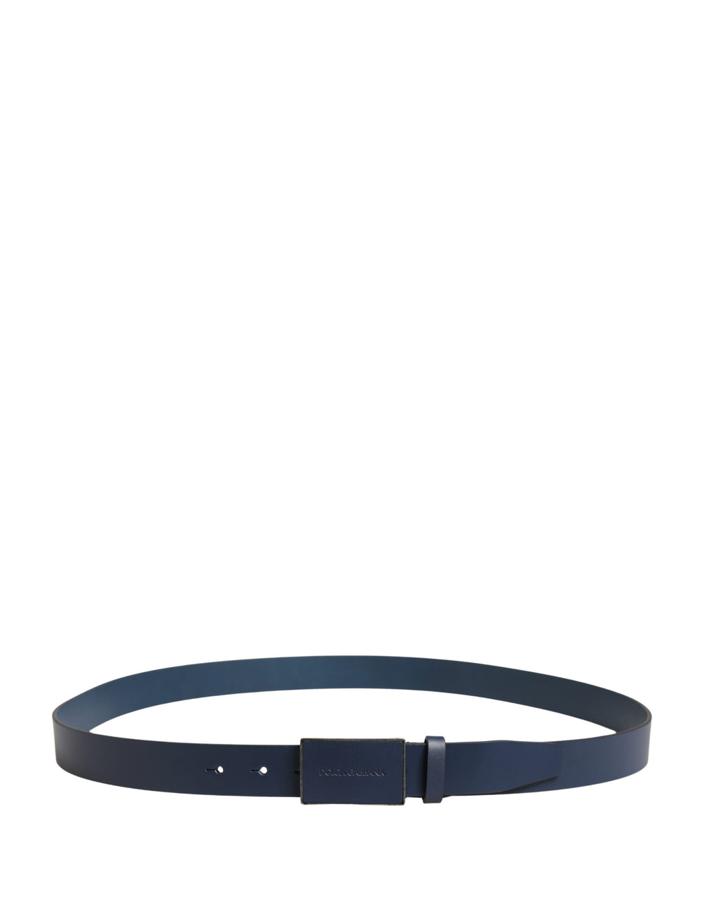 Dolce & Gabbana Blue Calfskin Leather Logo Metal Buckle Belt