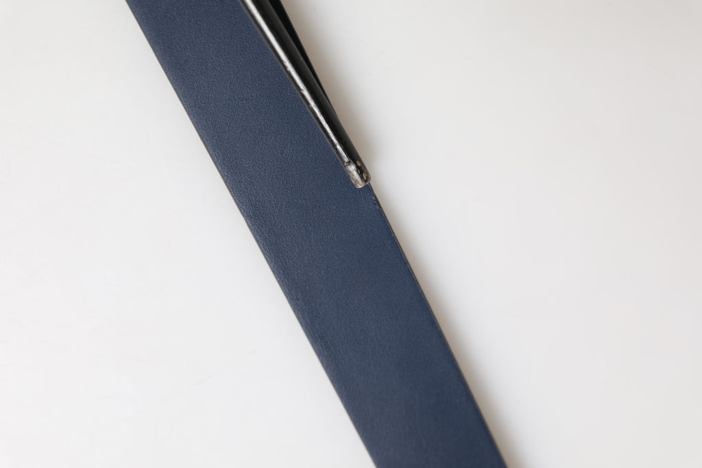 Dolce & Gabbana Blue Calfskin Leather Logo Metal Buckle Belt