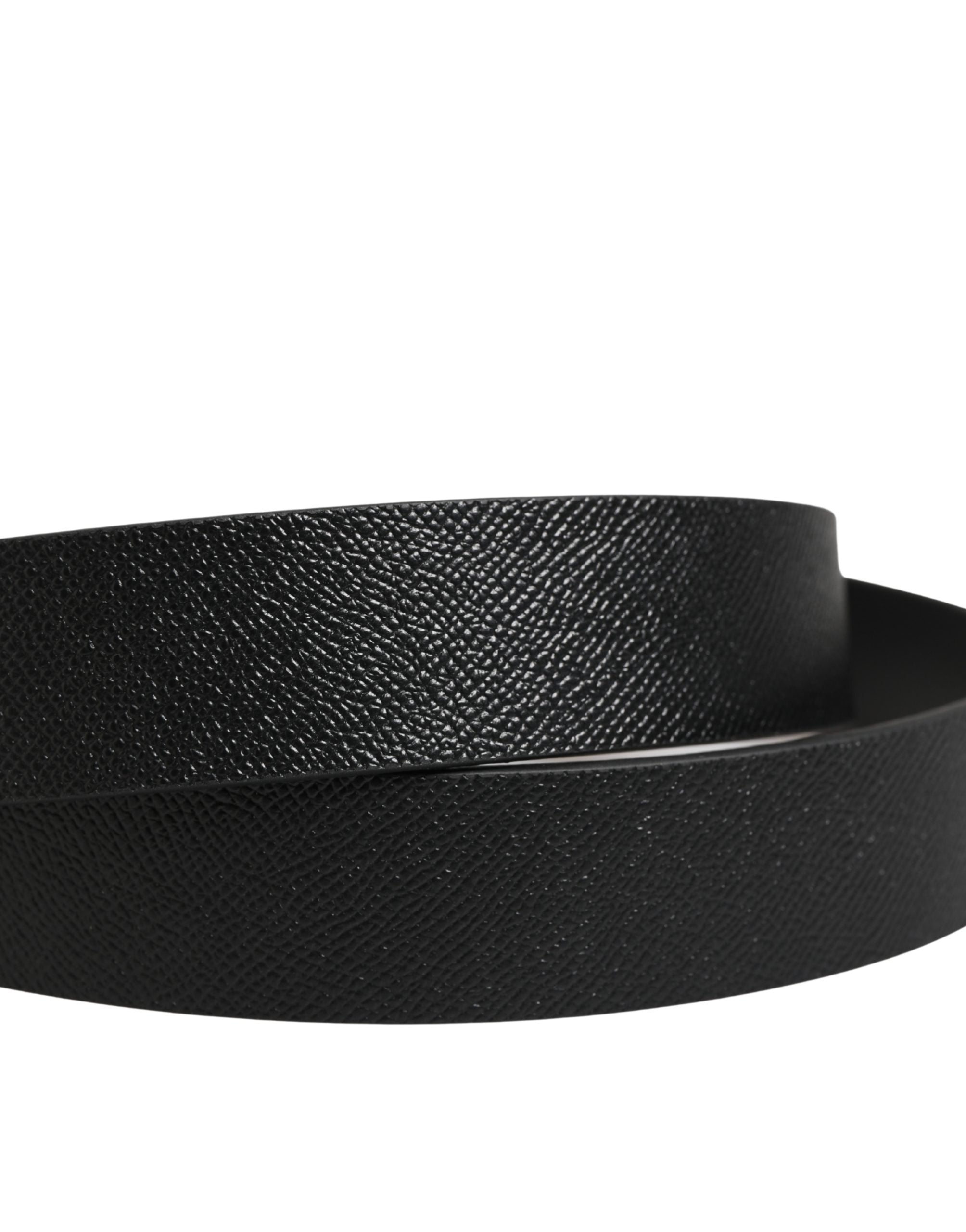 Dolce & Gabbana Black Classic Calf Leather Metal Buckle Belt