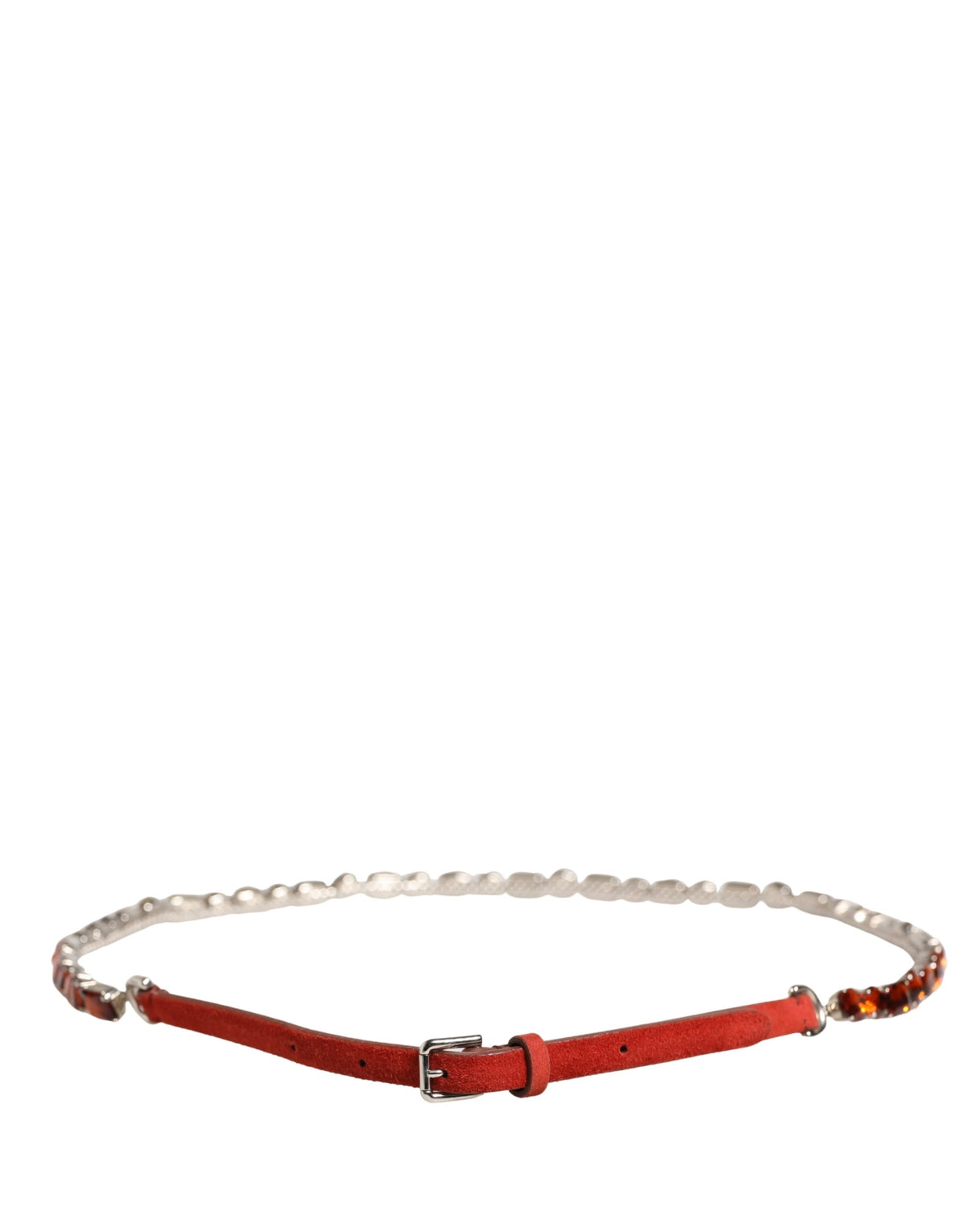 Dolce & Gabbana Roter Samtgürtel mit Kristallen und Kette