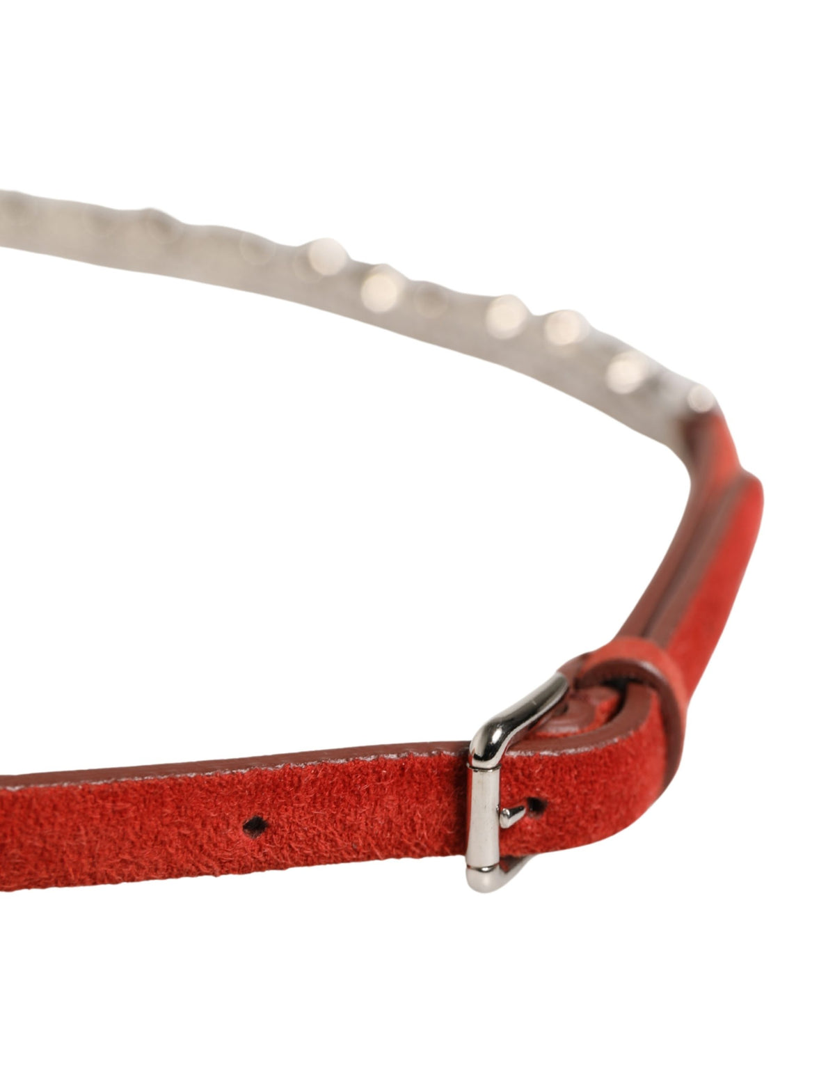 Dolce & Gabbana Roter Samtgürtel mit Kristallen und Kette