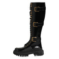 Dolce & Gabbana Schwarze Stiefel mit Schnallen und Stretch-Einsatz