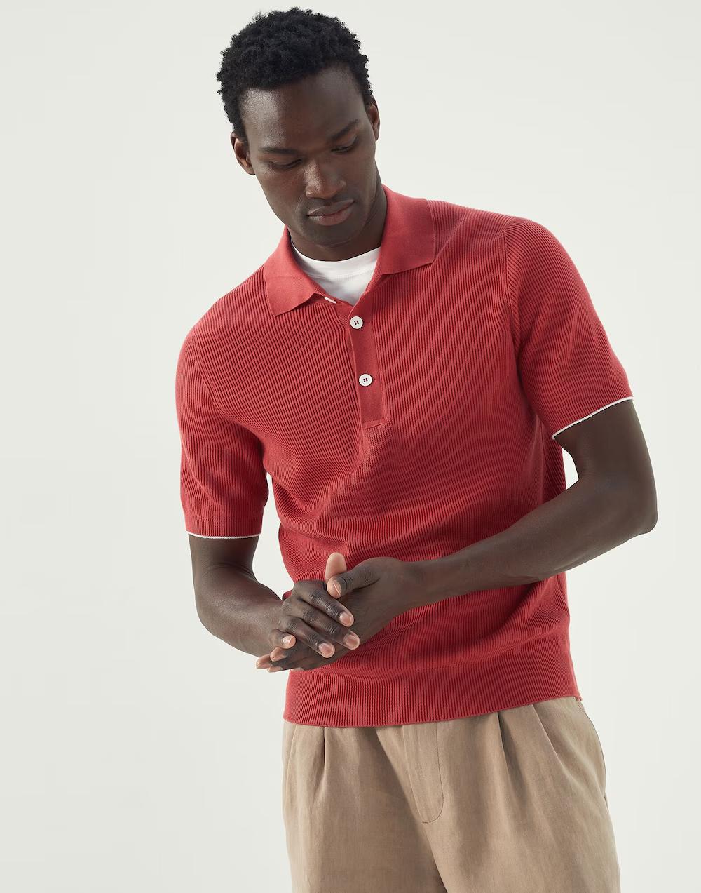 Brunello Cucinelli Beige Cotton Polo Shirt