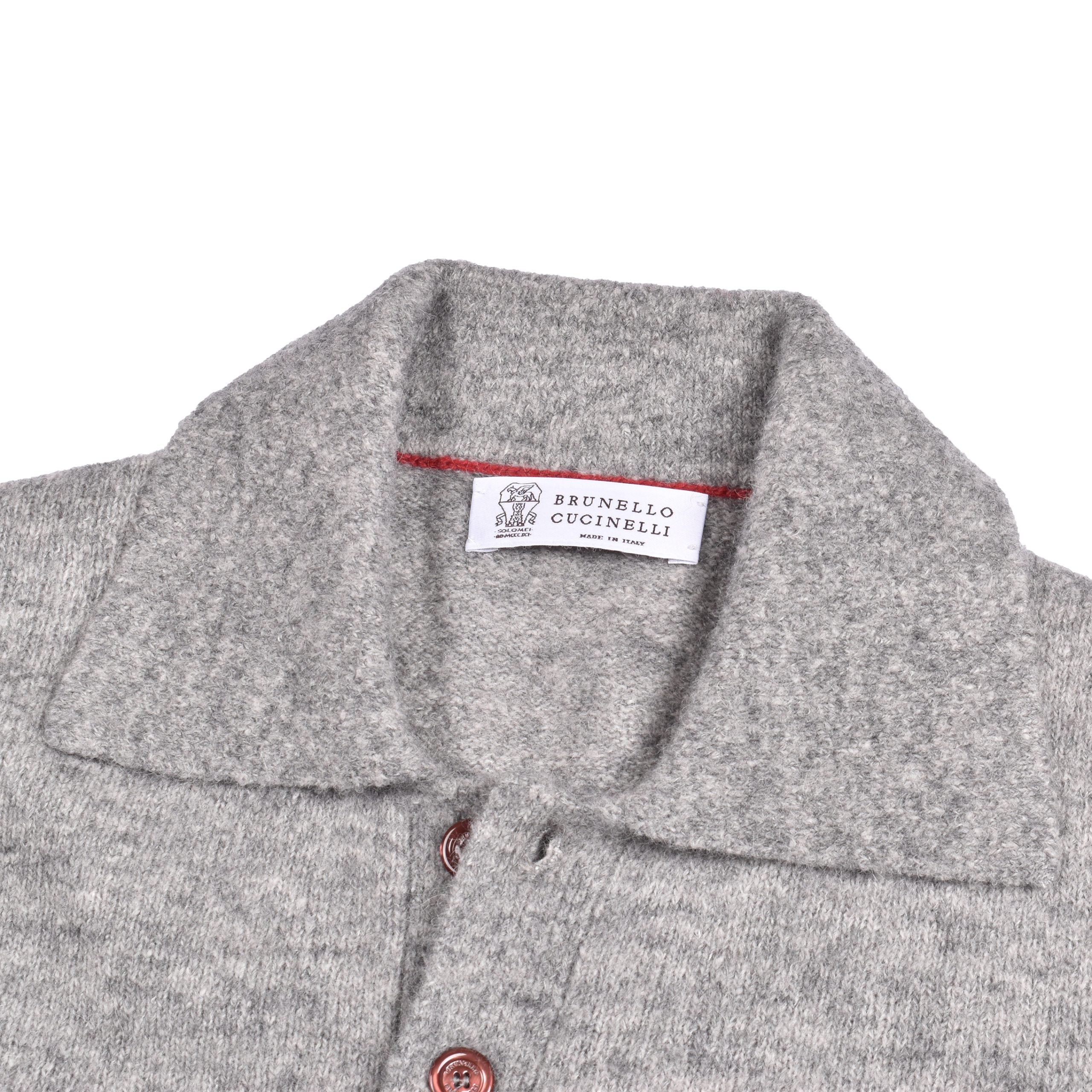 Brunello Cucinelli Gray Leather Sweatshirt