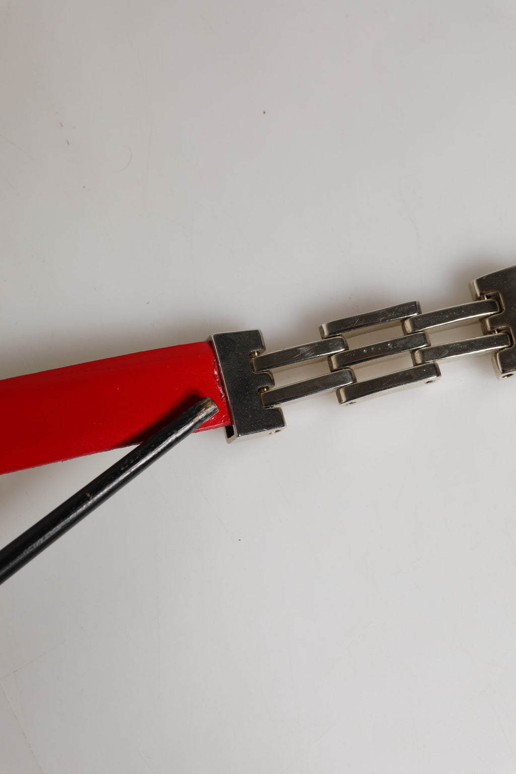 Versace Jeans Couture Red Glossy Leather Metal Buckle Belt