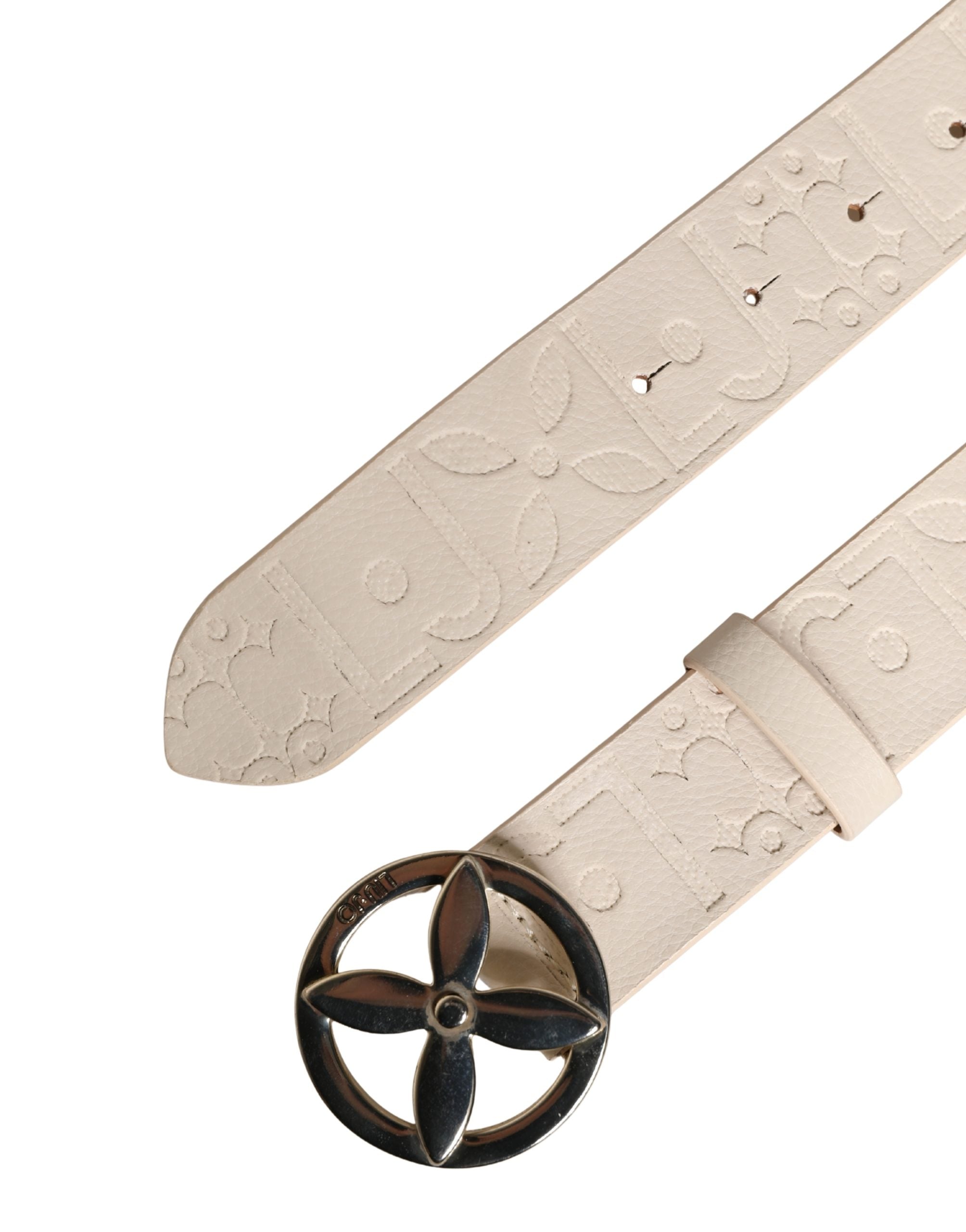 Liu Jo Beige Leather Wide Waist Silver Metal Buckle Waist Women Belt