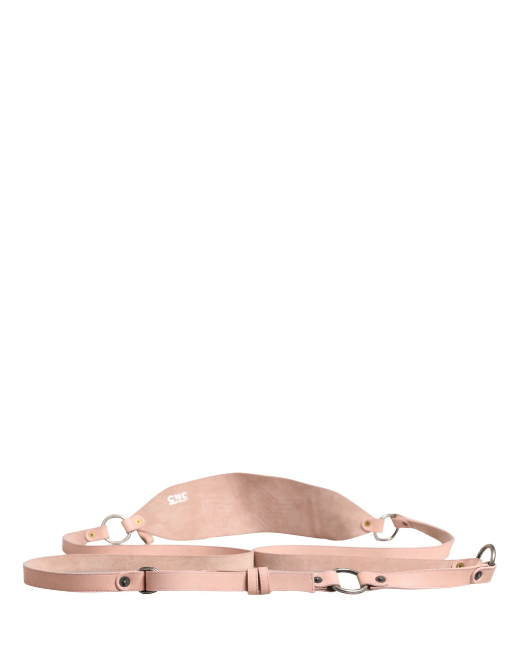 Costume National Light Pink Leather Wide Waist Round Buckle Belt