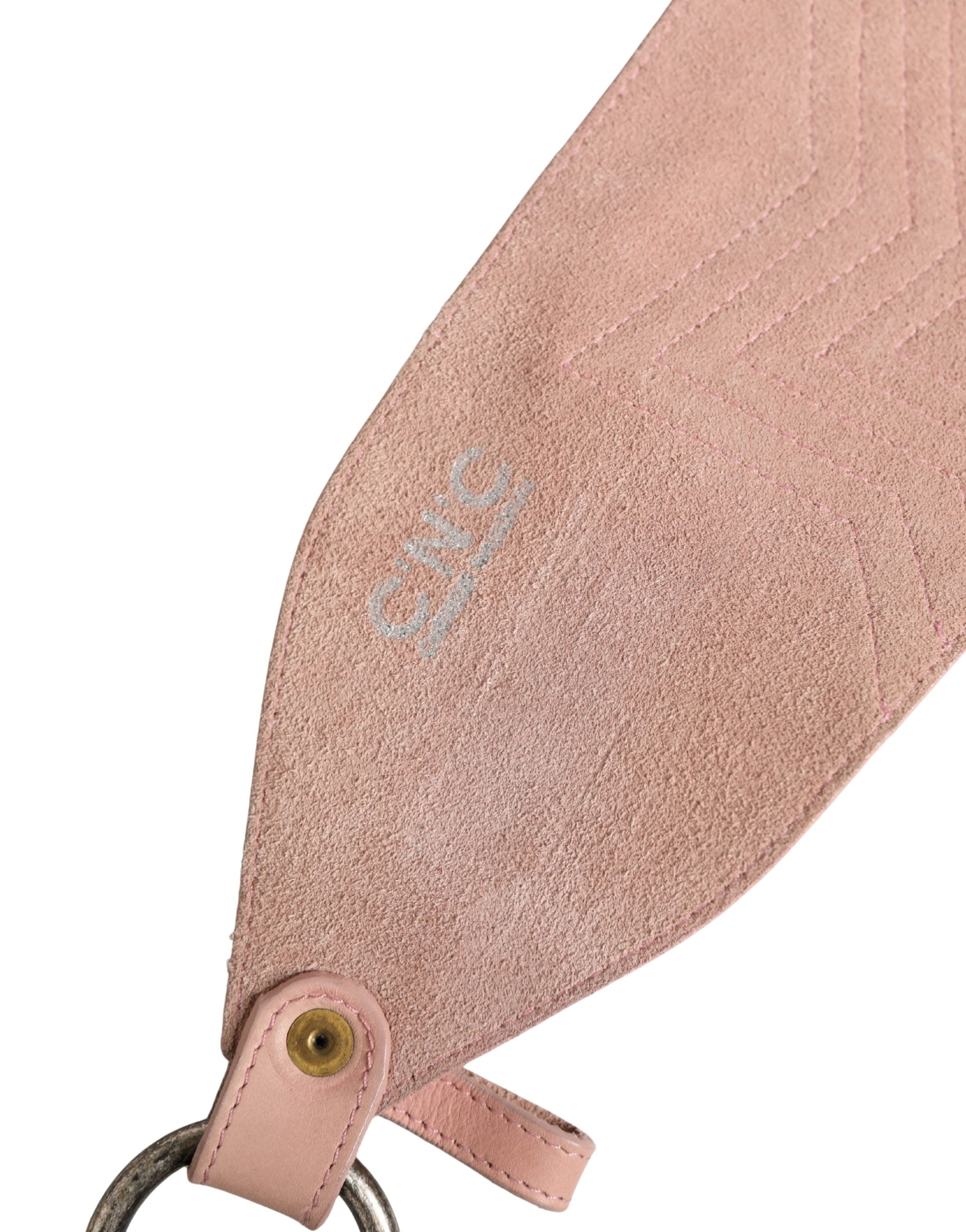 Costume National Light Pink Leather Wide Waist Round Buckle Belt