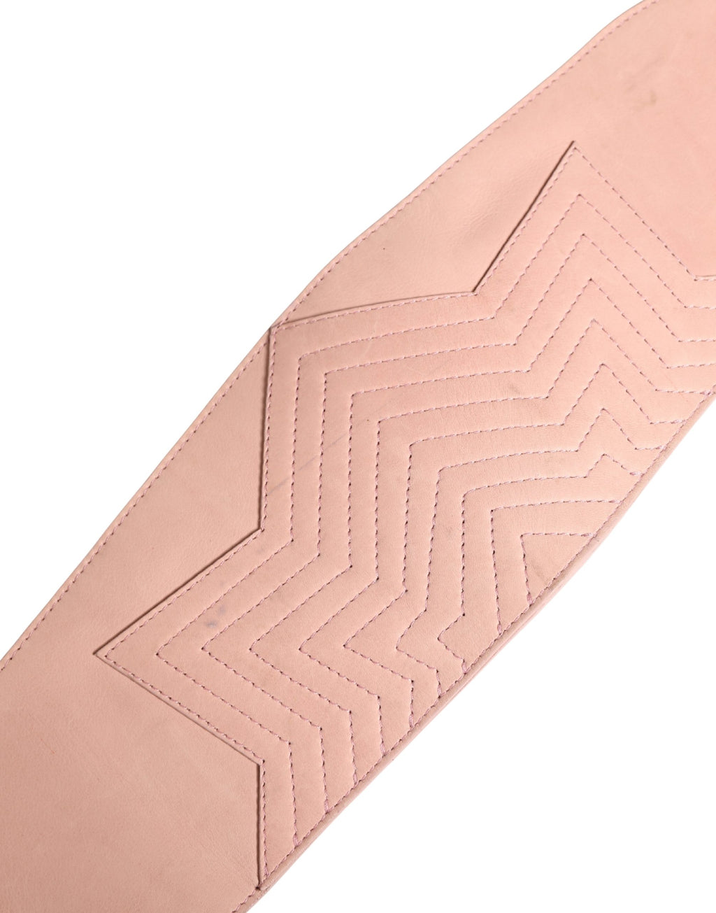 Costume National Light Pink Leather Wide Waist Round Buckle Belt