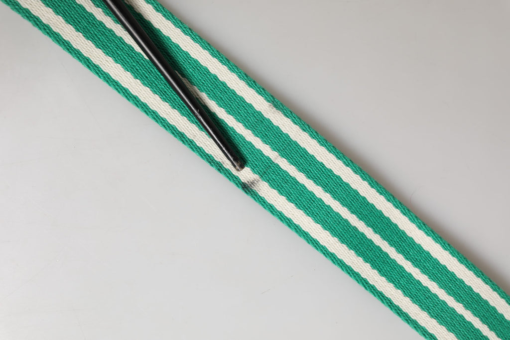 Red Valentino White Green Stripes Canvas Silver Metal Buckle Belt