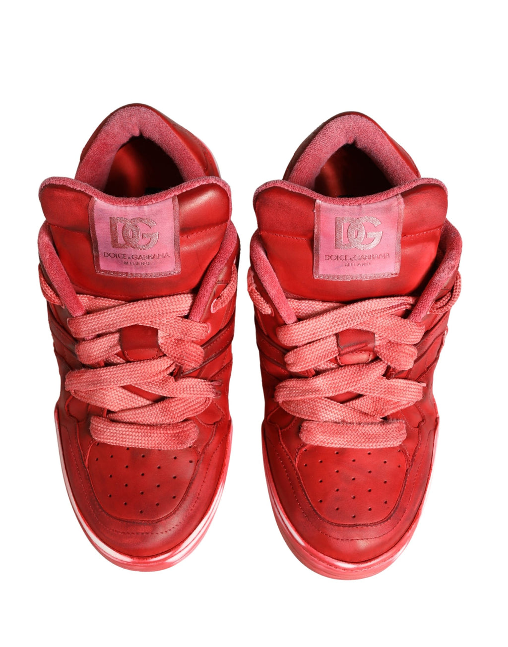 Dolce & Gabbana Red Distressed Suede Men Sneakers Shoes