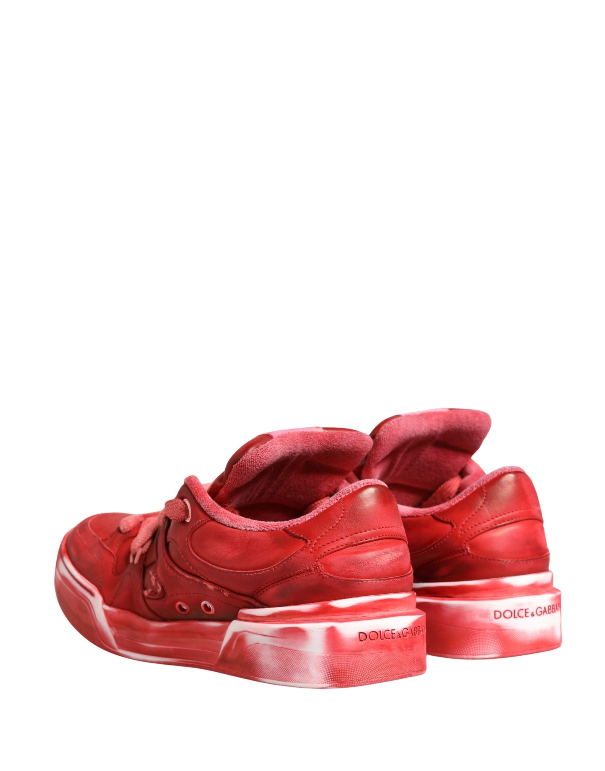 Dolce & Gabbana Red Distressed Suede Men Sneakers Shoes