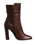 Dolce & Gabbana Brown Leather Heels Mid Calf Boots Shoes
