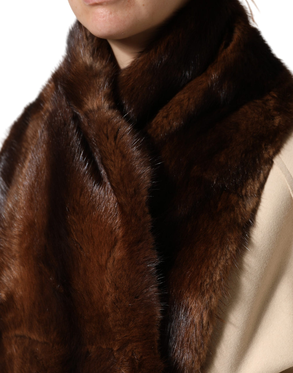 Dolce & Gabbana Schal aus Fell mit schwarz-braunem Streifenmuster
