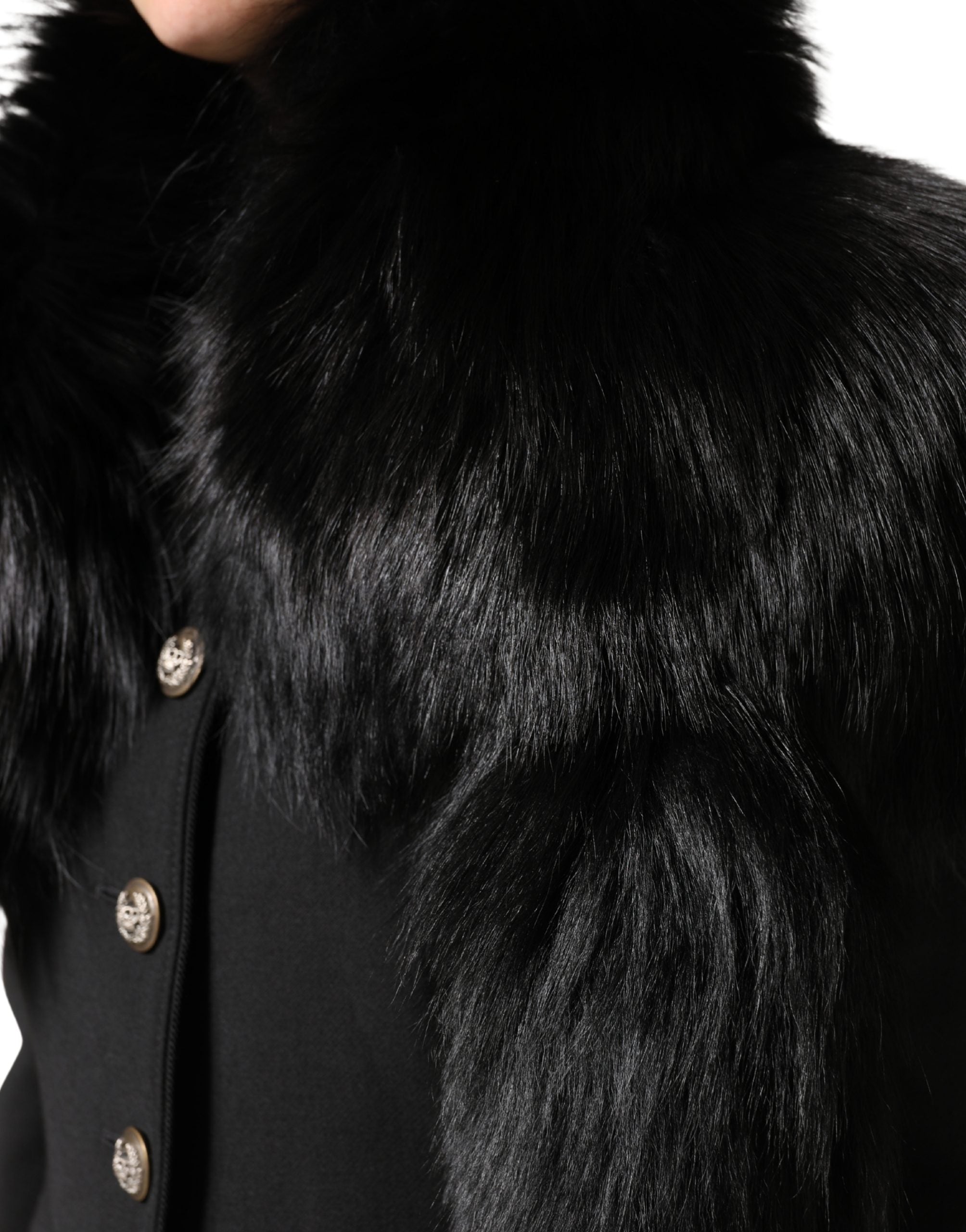 Dolce & Gabbana schwarzer Fuchsfell-Halswärmer Winterschal