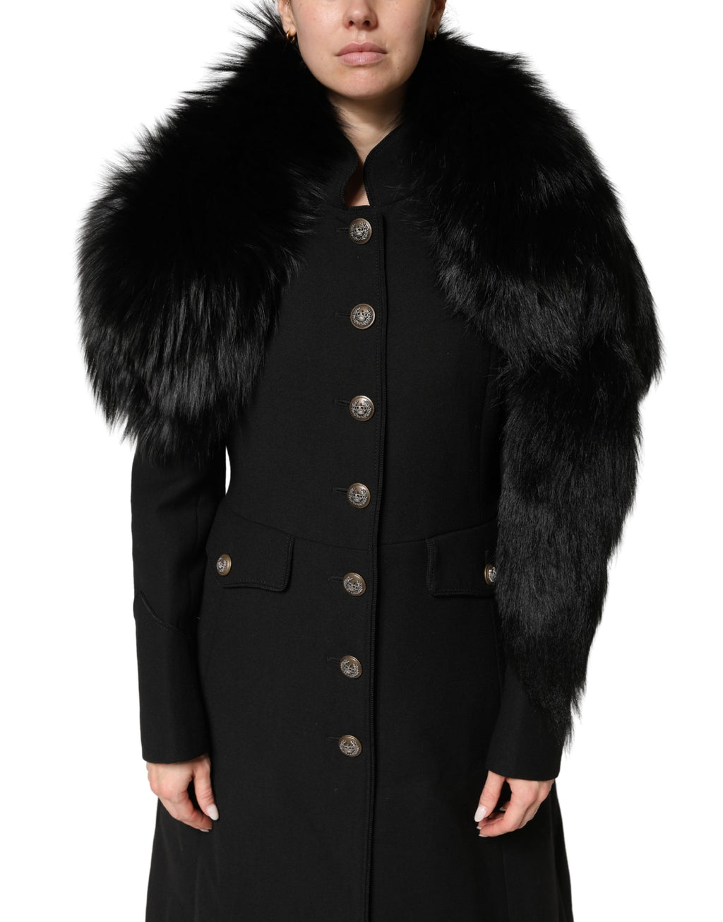 Dolce & Gabbana schwarzer Fuchsfell-Halswärmer Winterschal