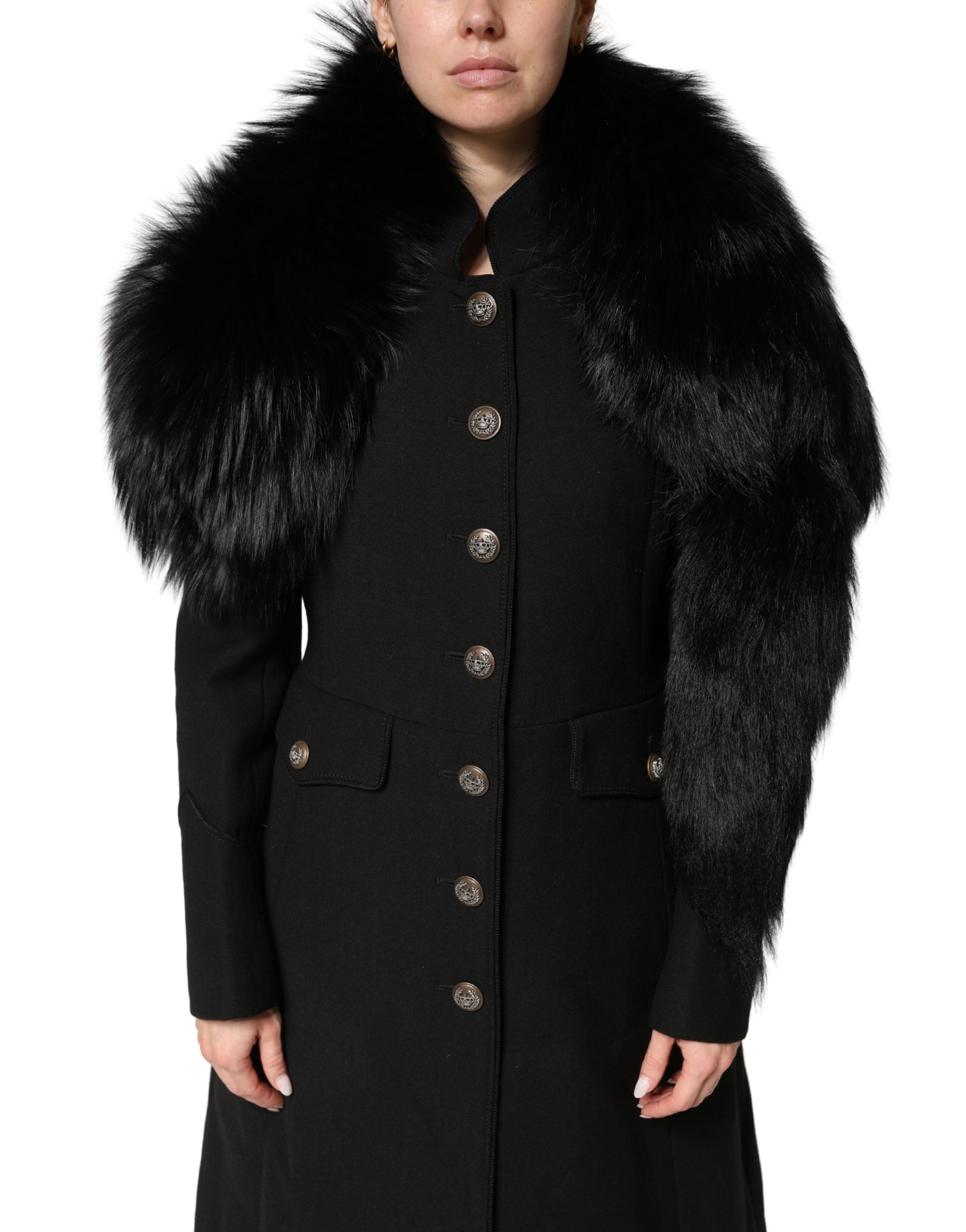 Dolce & Gabbana schwarzer Fuchsfell-Halswärmer Winterschal