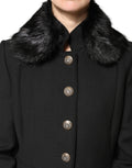 Dolce & Gabbana Black Fur Shawl Neck Wrap Cover Collar Scarf