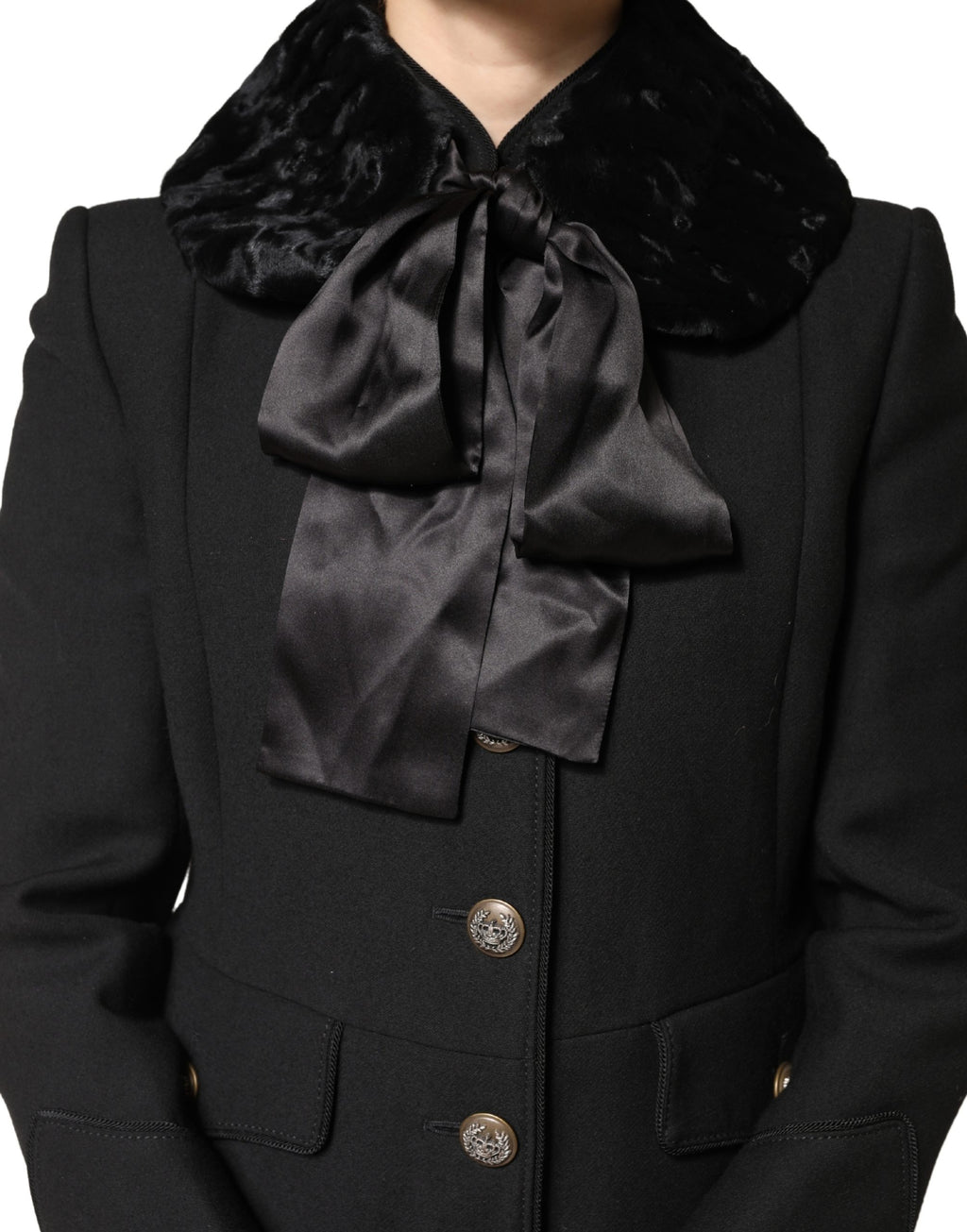 Dolce & Gabbana Schwarzer Lammfell Damen Halswärmer Winterschal