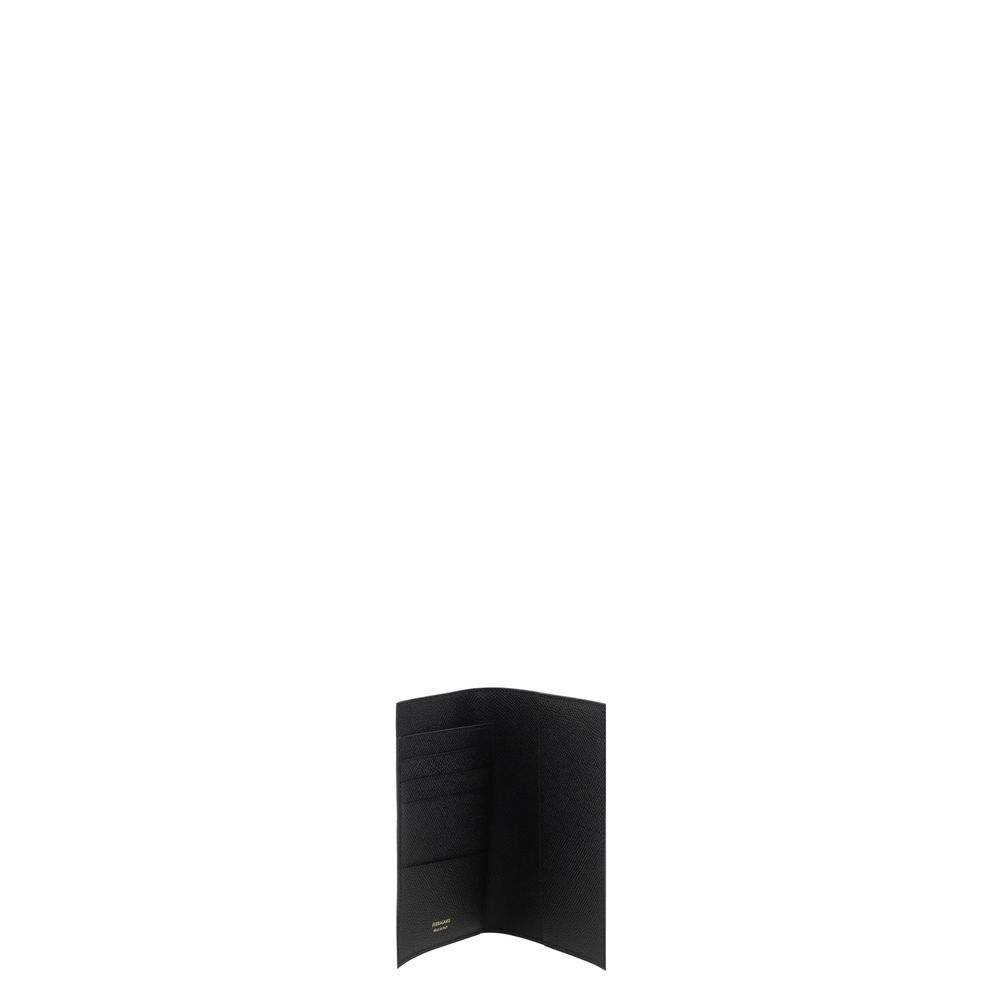 Ferragamo Black Calf Leather Bos Taurus Wallet
