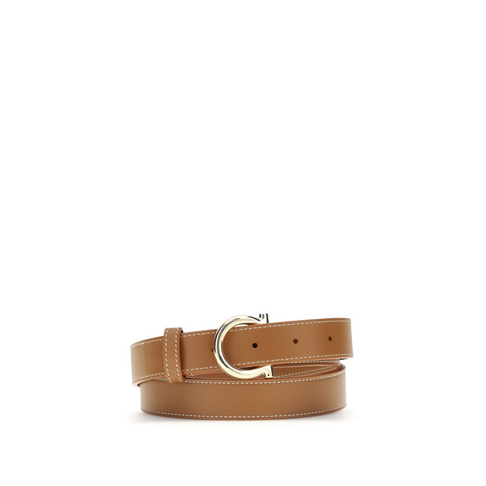 Ferragamo Beige Calf Leather Bos Taurus Regular Belt
