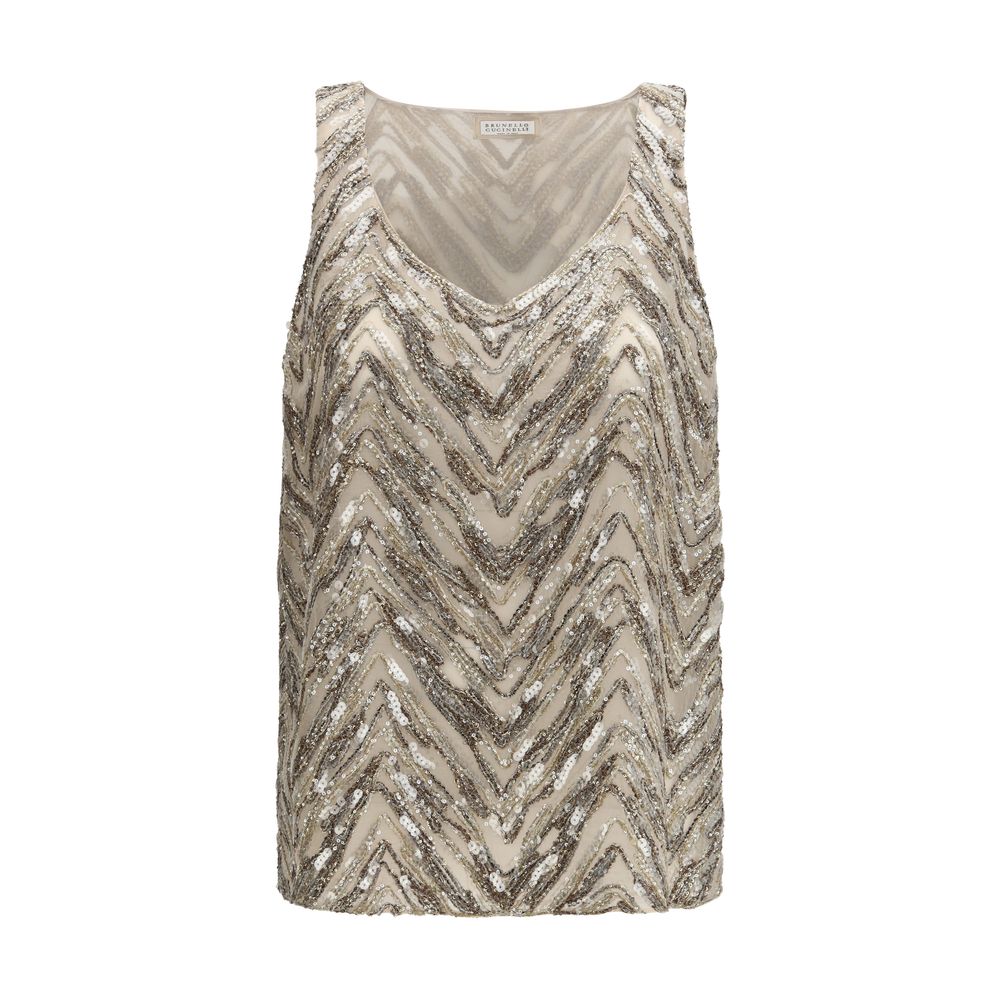 Brunello Cucinelli Beige Silk Top