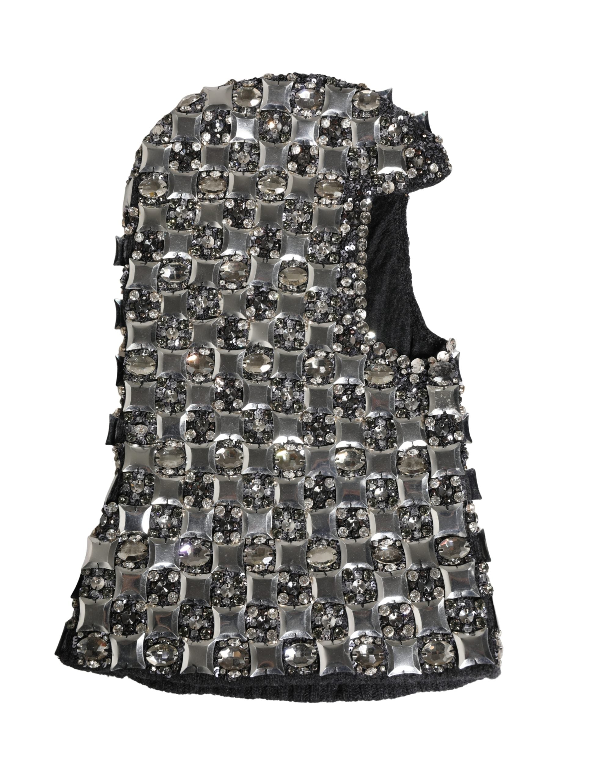 Dolce & Gabbana Black Wool Crystal Embellished Balaclava Hat