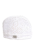 Dolce & Gabbana White Cotton Embroidered DG Crystal Headwear Hat