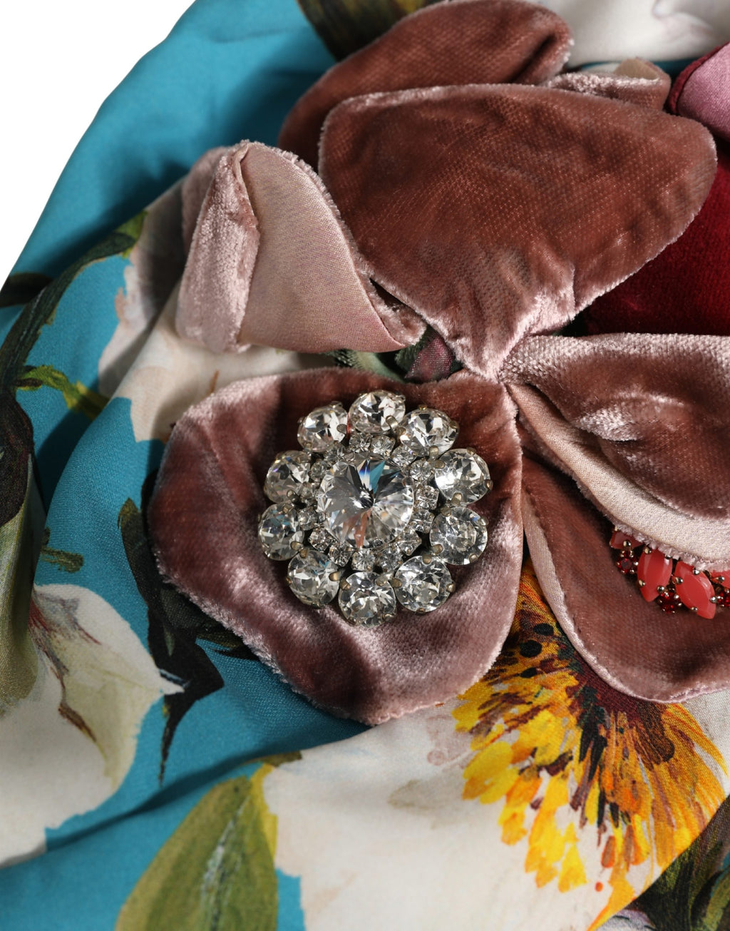 Dolce & Gabbana Blue Floral Motif Turban Headwear Women Hat