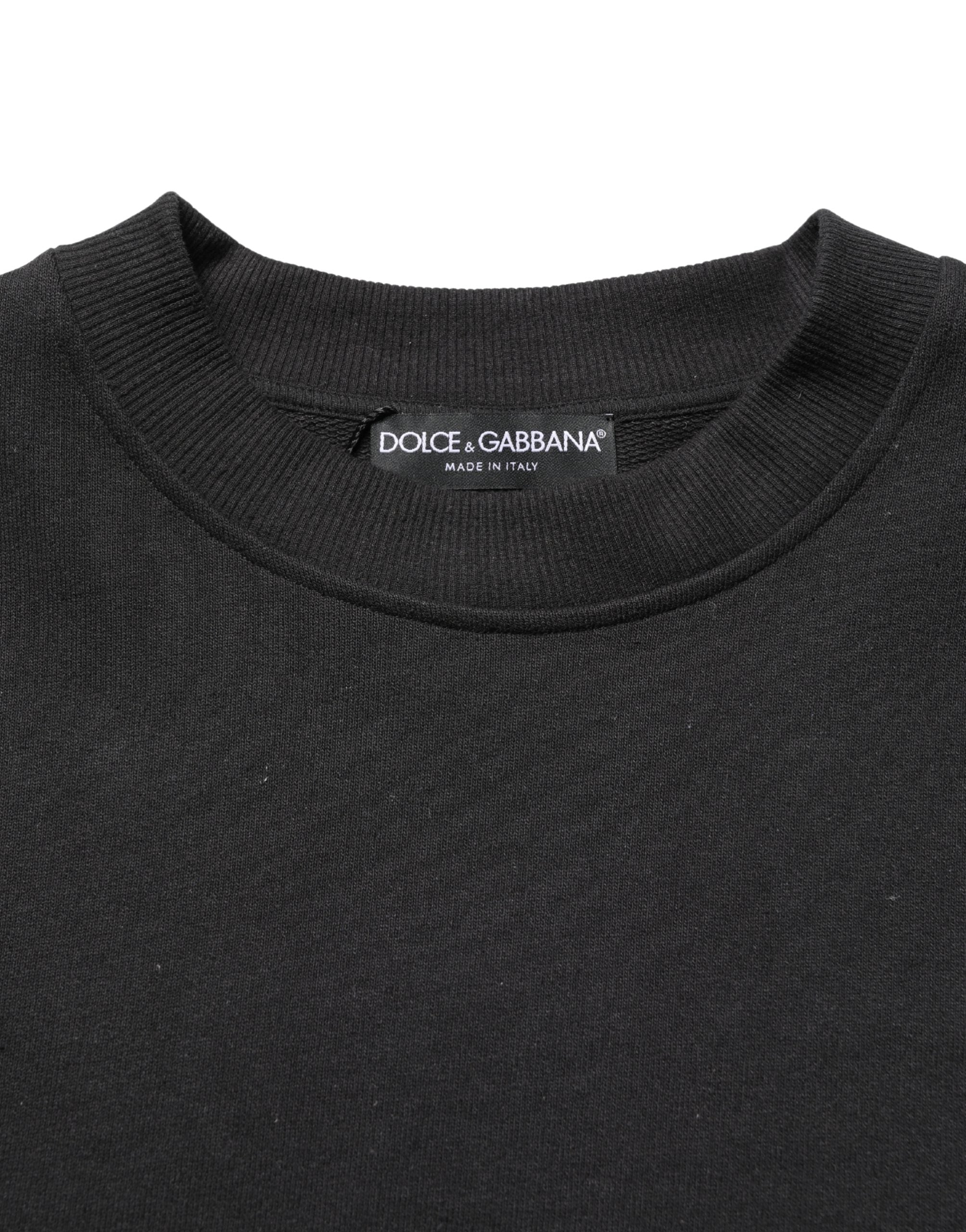 Dolce & Gabbana Black Cotton Crew Neck Sweatshirt  Sweater
