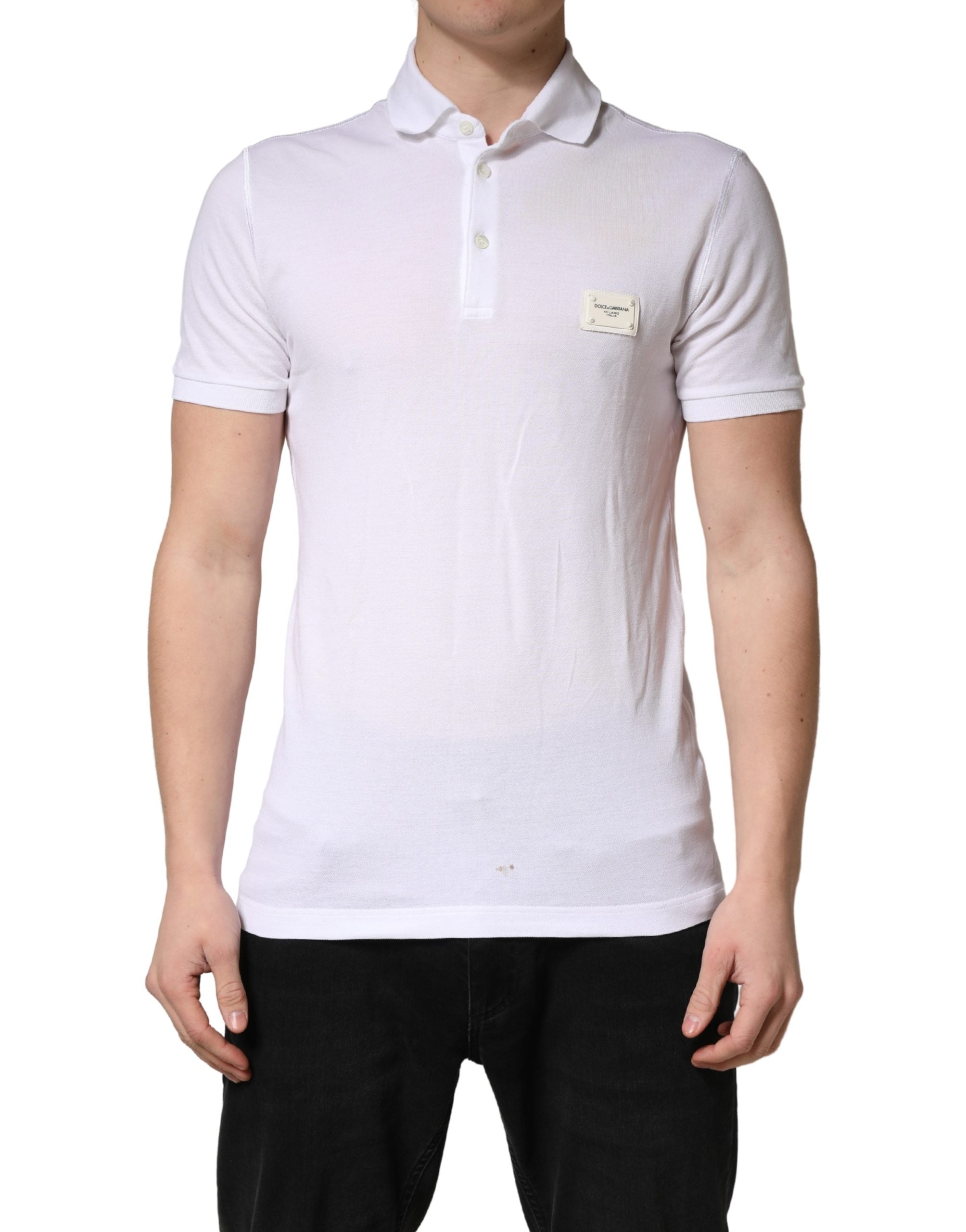 Dolce & Gabbana White Collared Short Sleeves Men Polo T-shirt