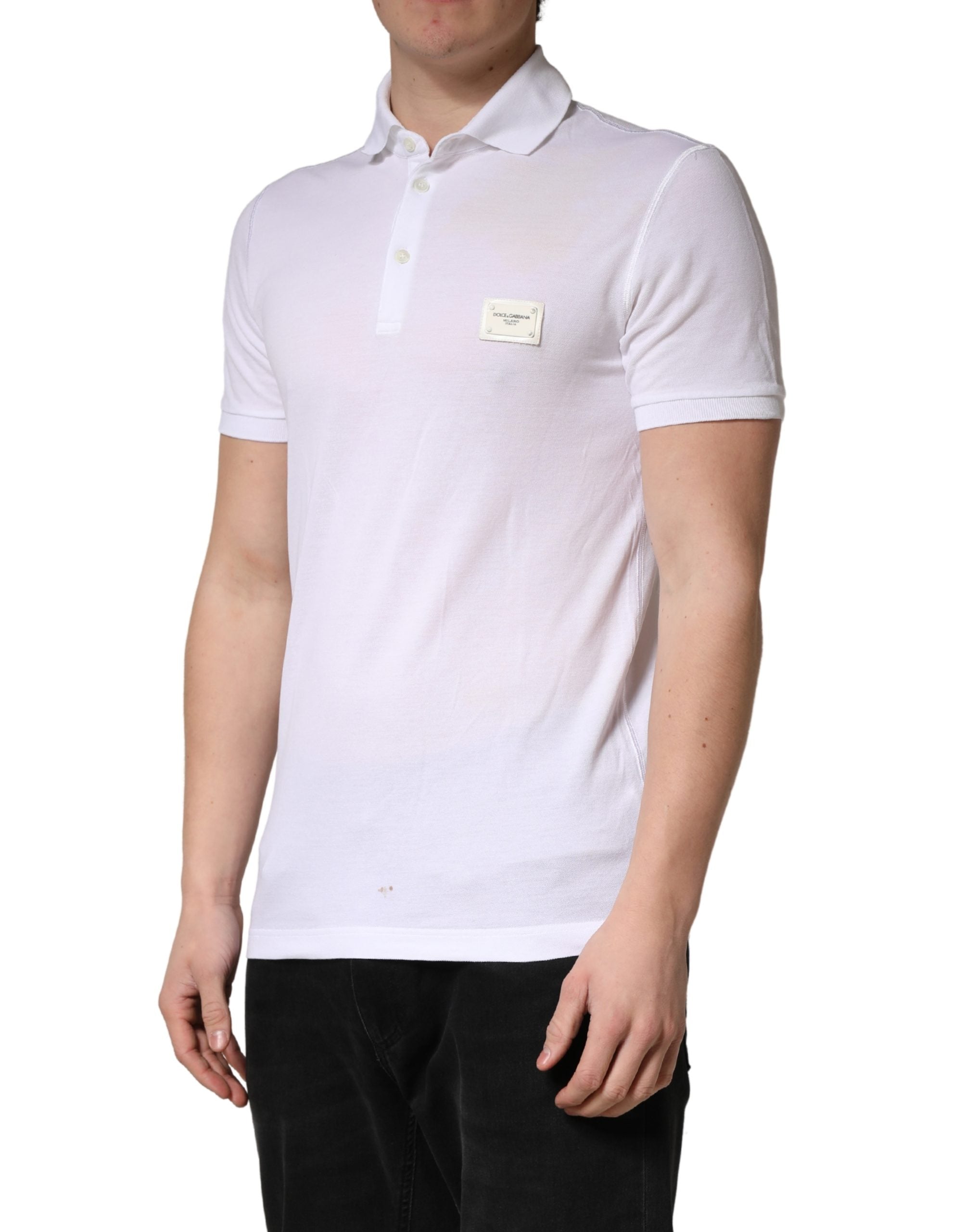 Dolce & Gabbana White Collared Short Sleeves Men Polo T-shirt