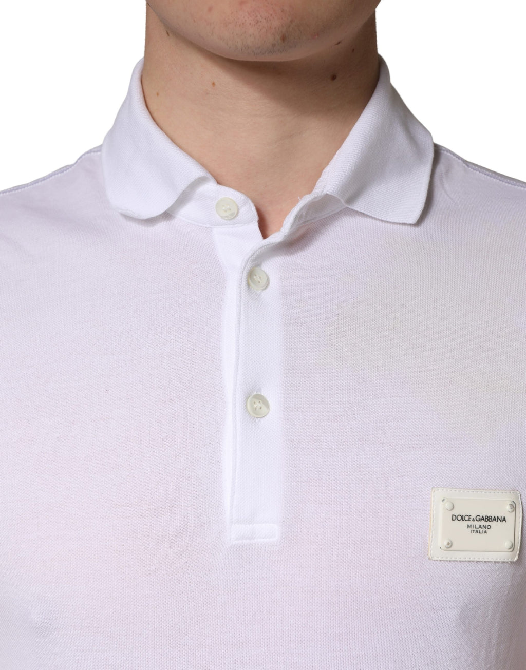 Dolce & Gabbana White Collared Short Sleeves Men Polo T-shirt
