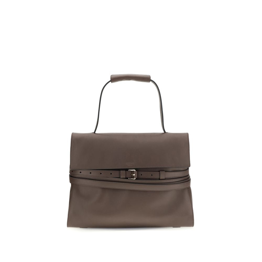Moschino Brown Calf Leather Bos Taurus Handbag