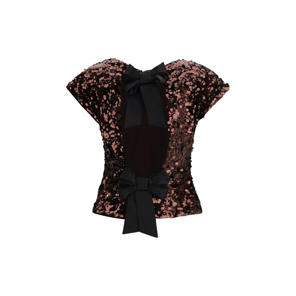 Ganni Brown Polyester Top