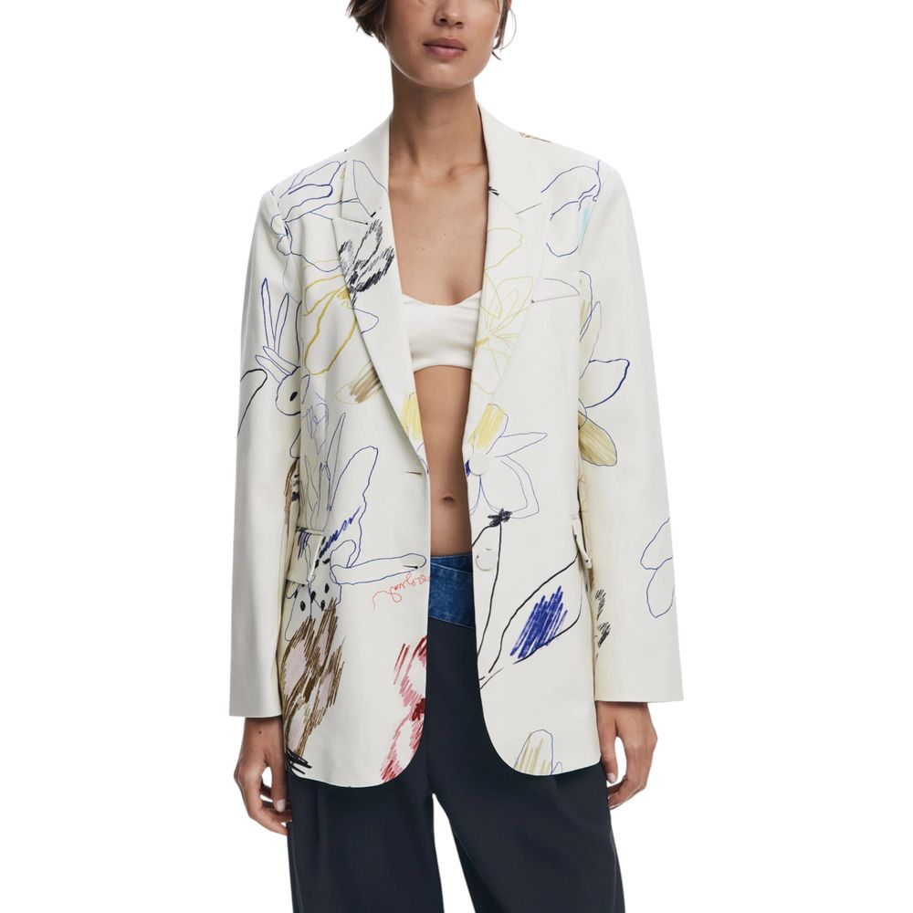 Desigual Cream Cotton Blazer