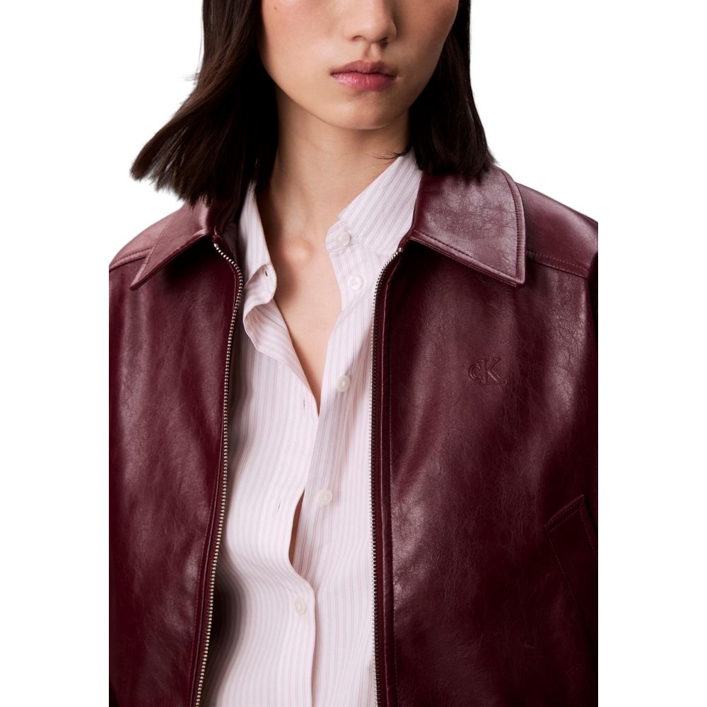 Calvin Klein Jeans Bordeaux Leather Jacket