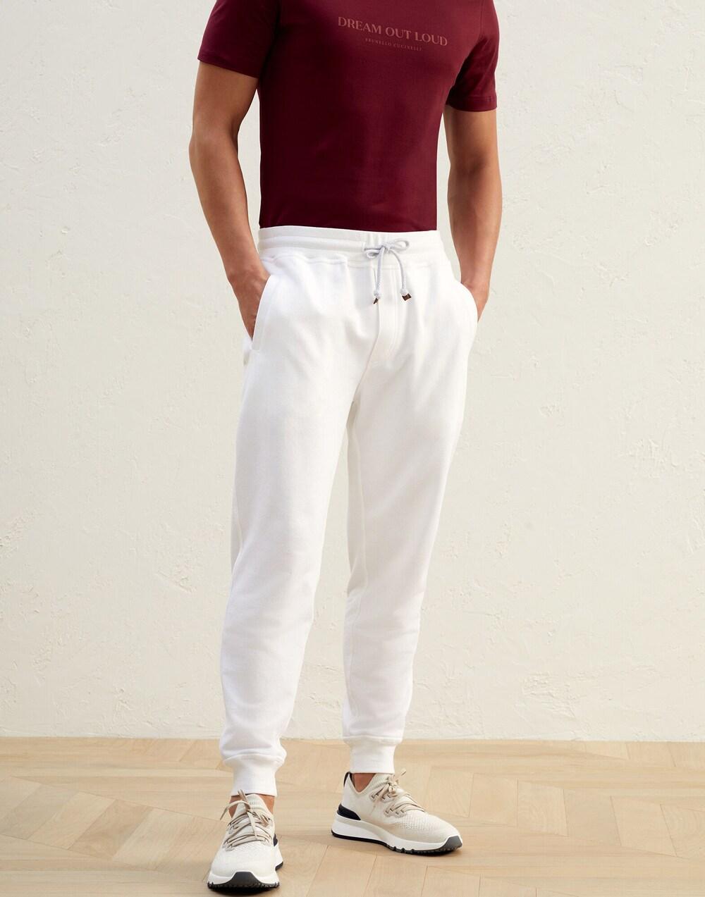 Brunello Cucinelli White Cotton Joggers (Workout Pants)
