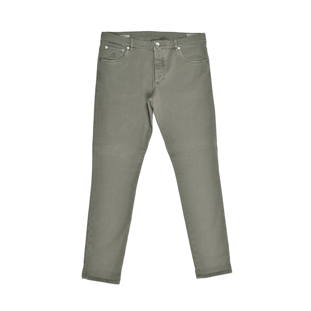 Brunello Cucinelli Army Cotton Slim Fit Jeans