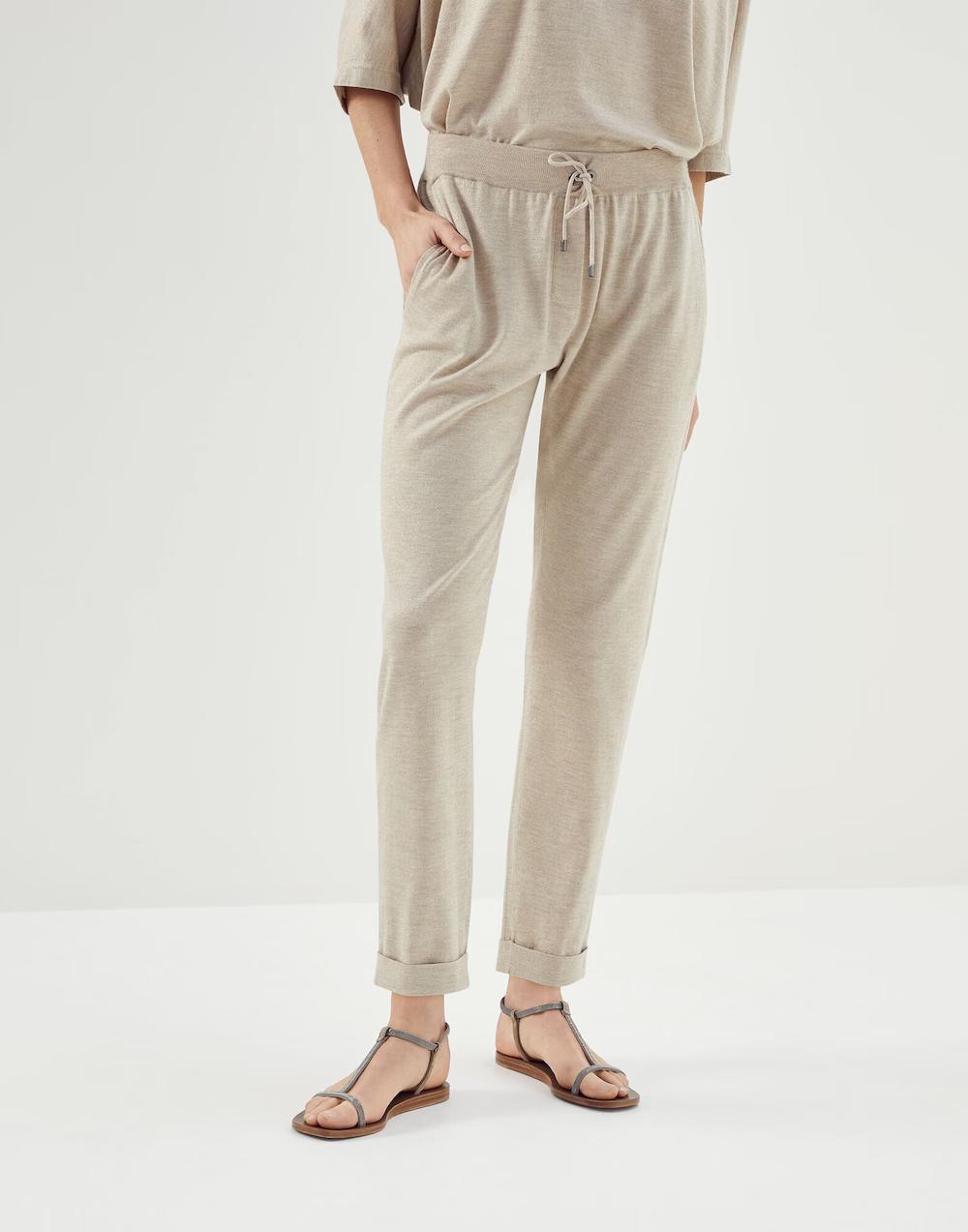 Brunello Cucinelli Beige Cashmere Casual Pants