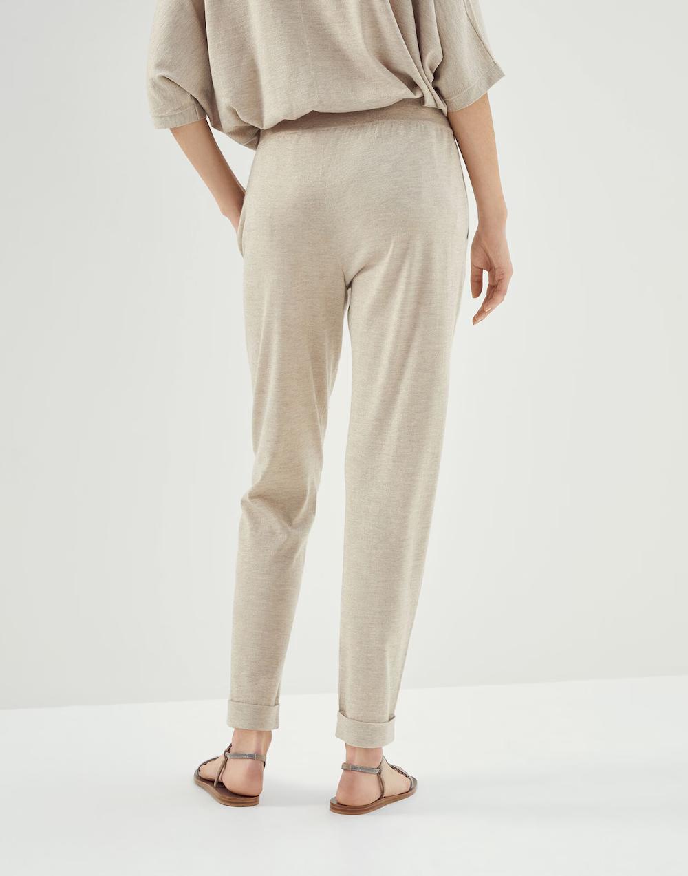 Brunello Cucinelli Beige Cashmere Casual Pants