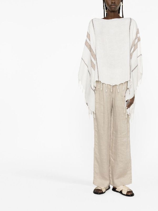 Brunello Cucinelli Bicolor Linen Poncho
