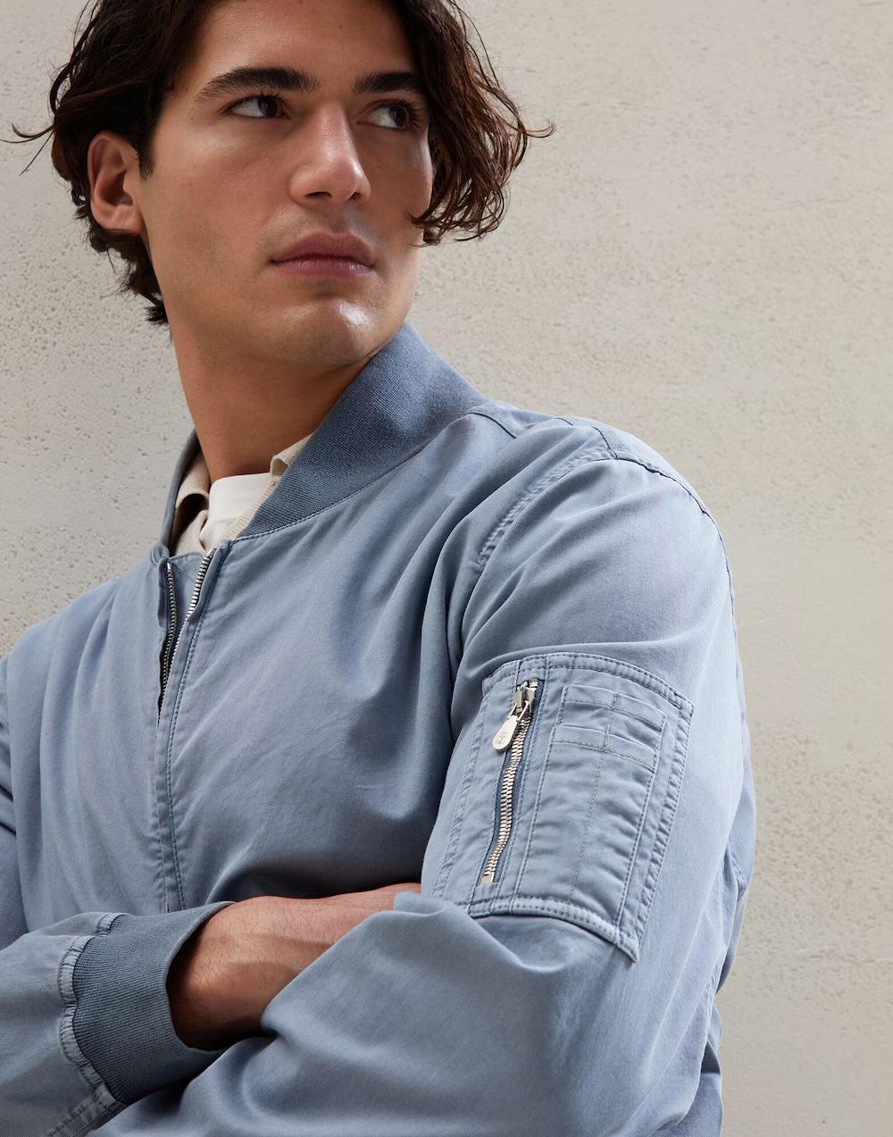 Brunello Cucinelli Blue Cotton Bomber
