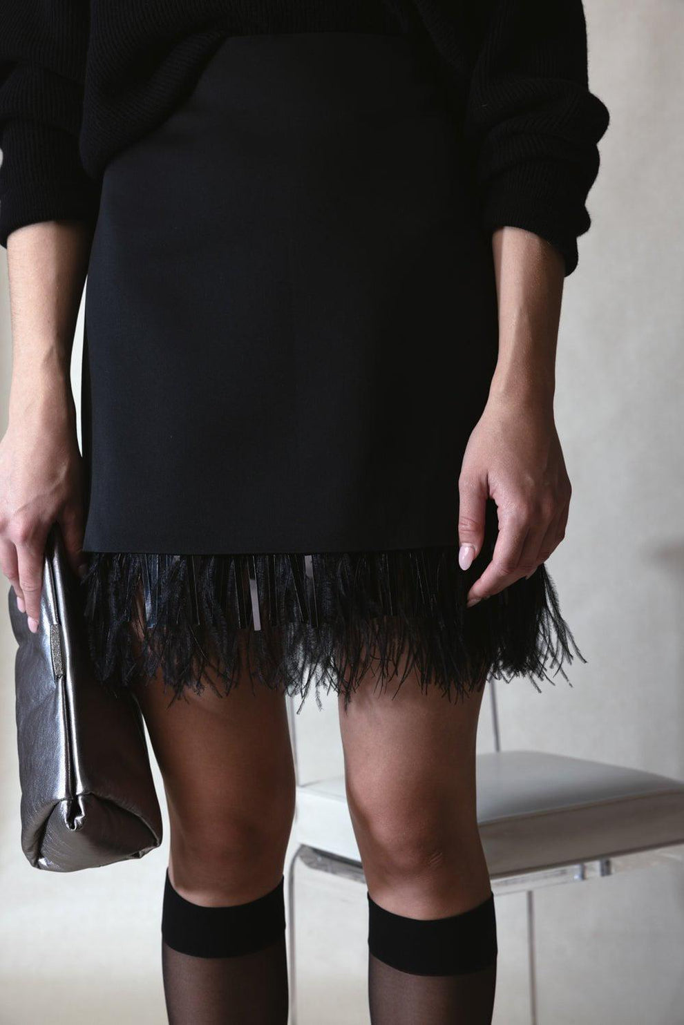 Brunello Cucinelli Black Acetate Mini Skirt