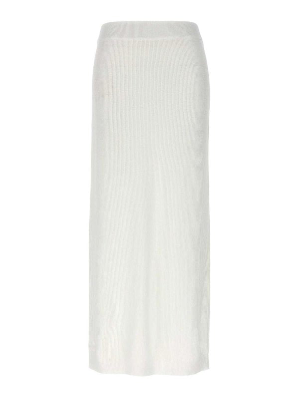 Brunello Cucinelli White Cotton Long Skirt
