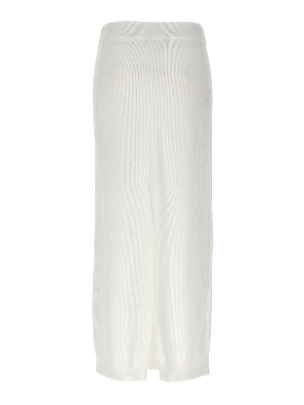 Brunello Cucinelli White Cotton Long Skirt