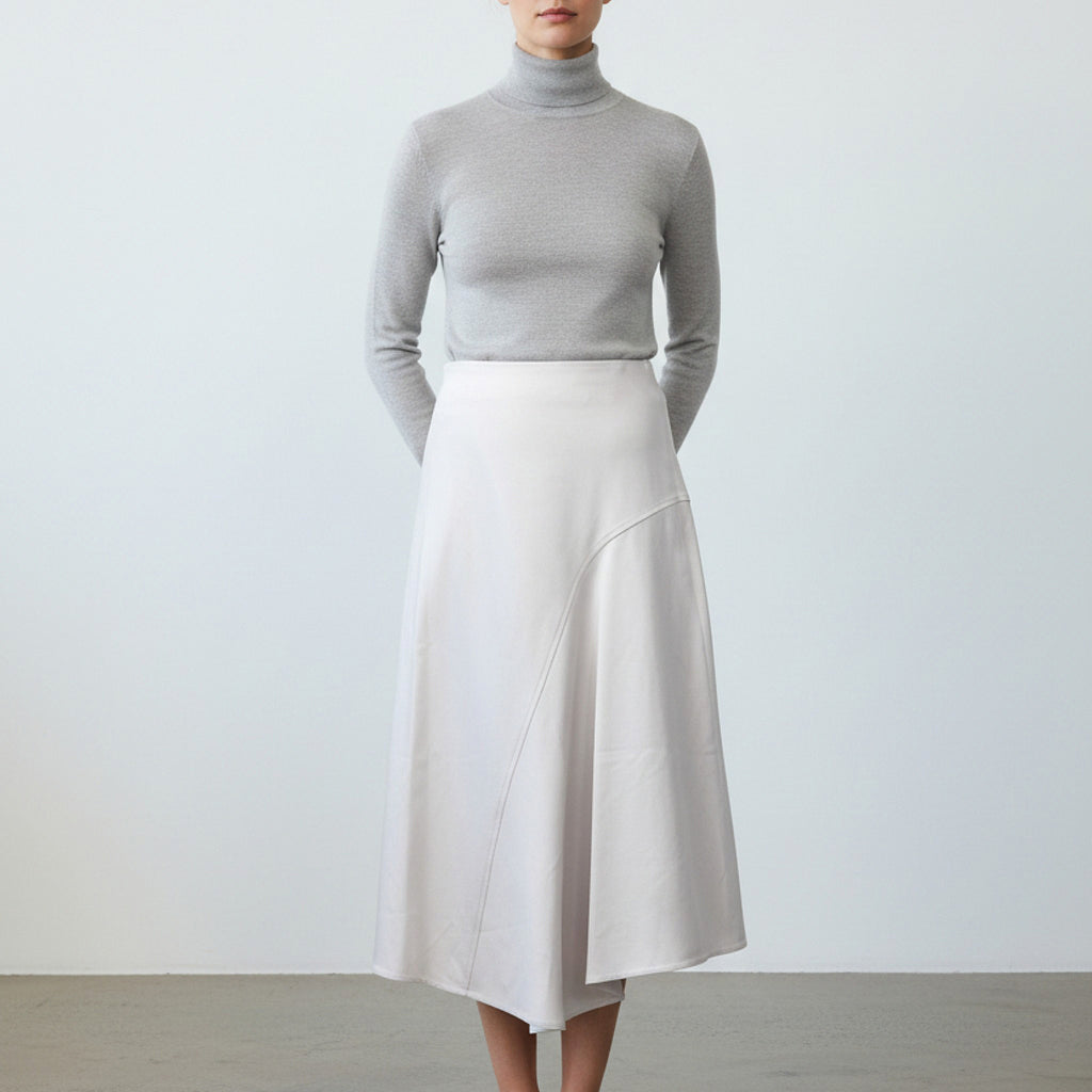 Brunello Cucinelli White Cotton Midi Skirt