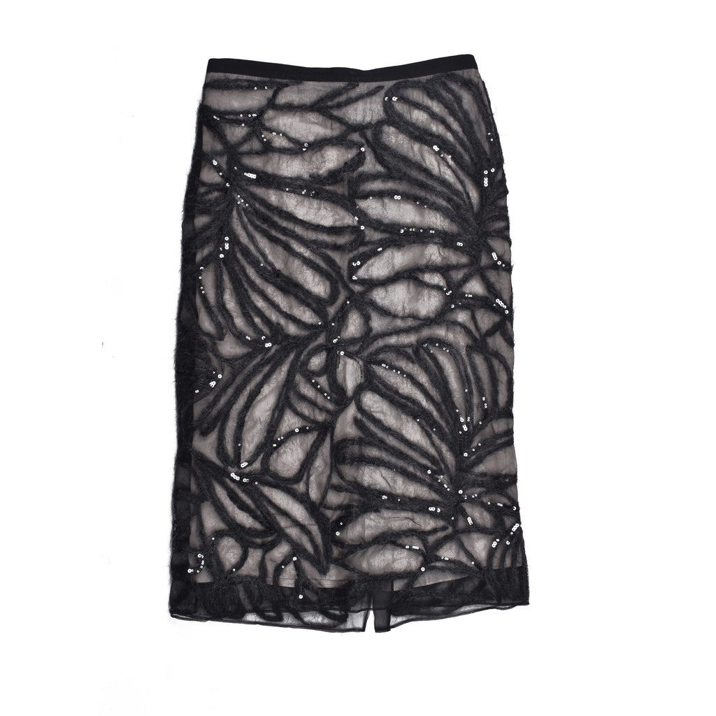 Brunello Cucinelli Black Silk Midi Skirt