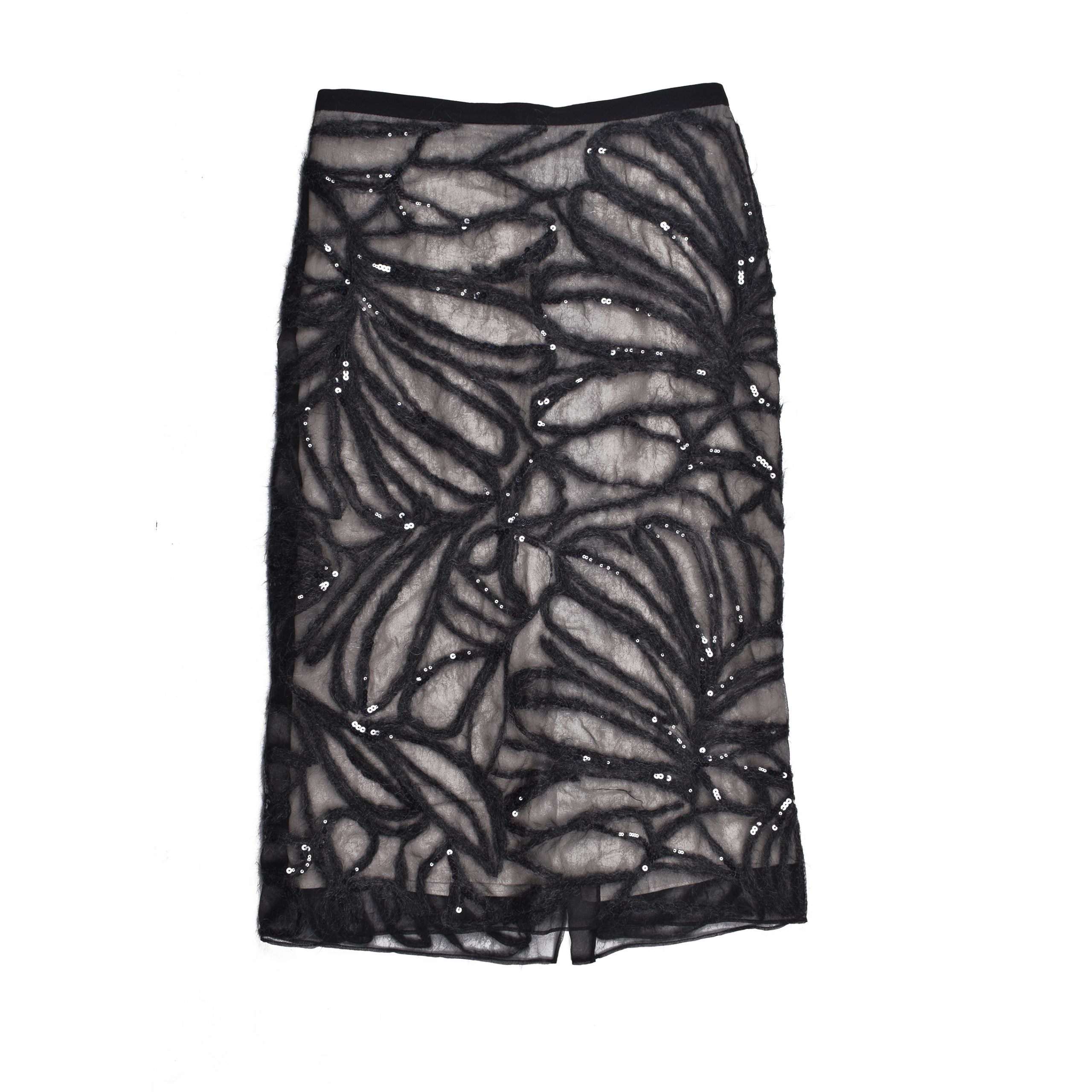 Brunello Cucinelli Black Silk Midi Skirt