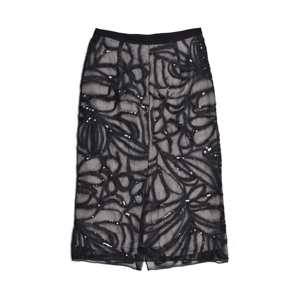 Brunello Cucinelli Black Silk Midi Skirt